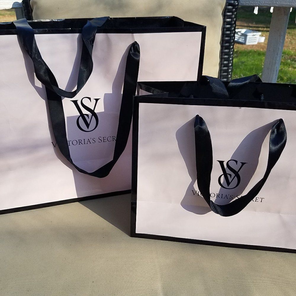 Victoria's Secret Shopping Bags Black & Pink Small & Large Storage Tote